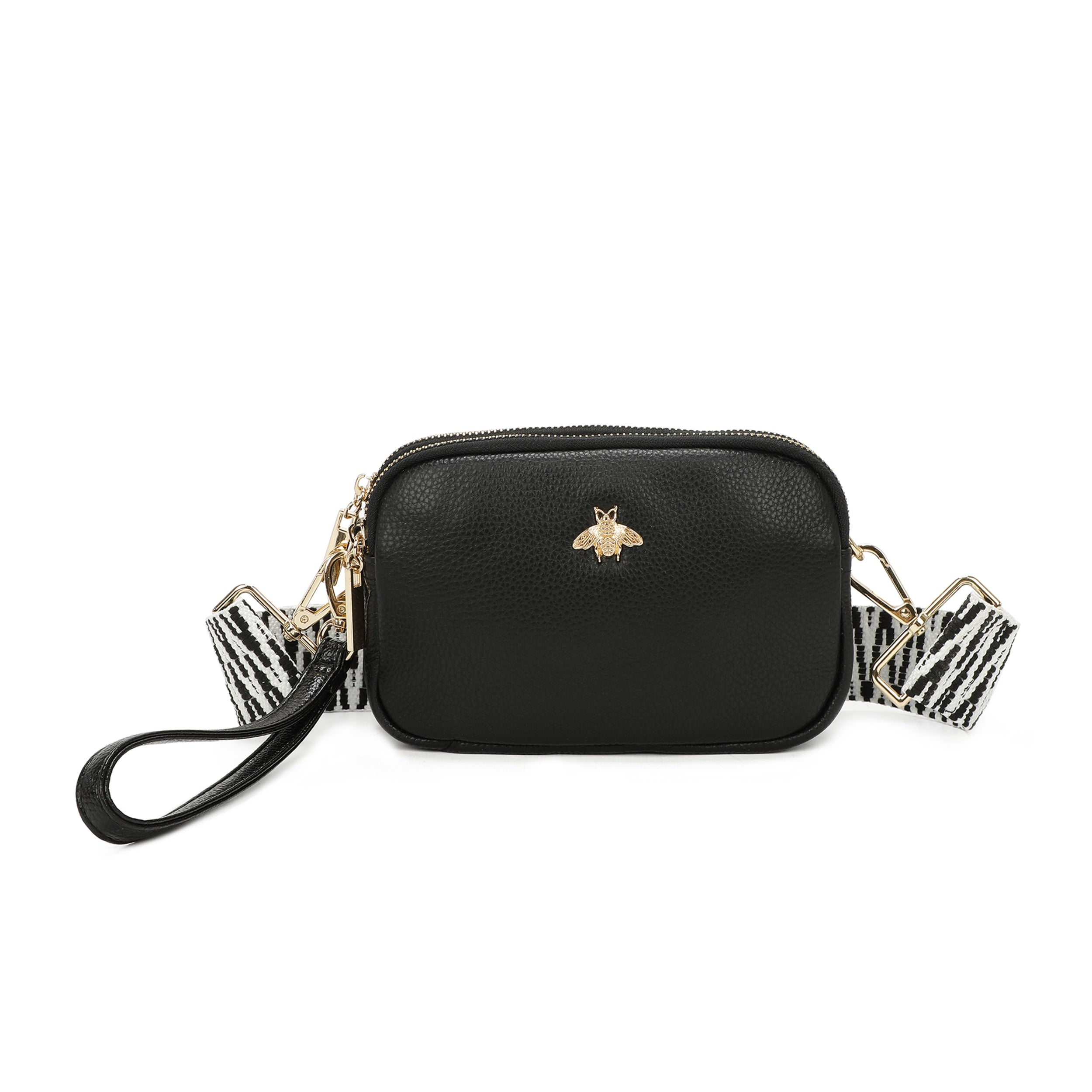 Craze London Quilted Bee Designer Leather Crossbody Bag