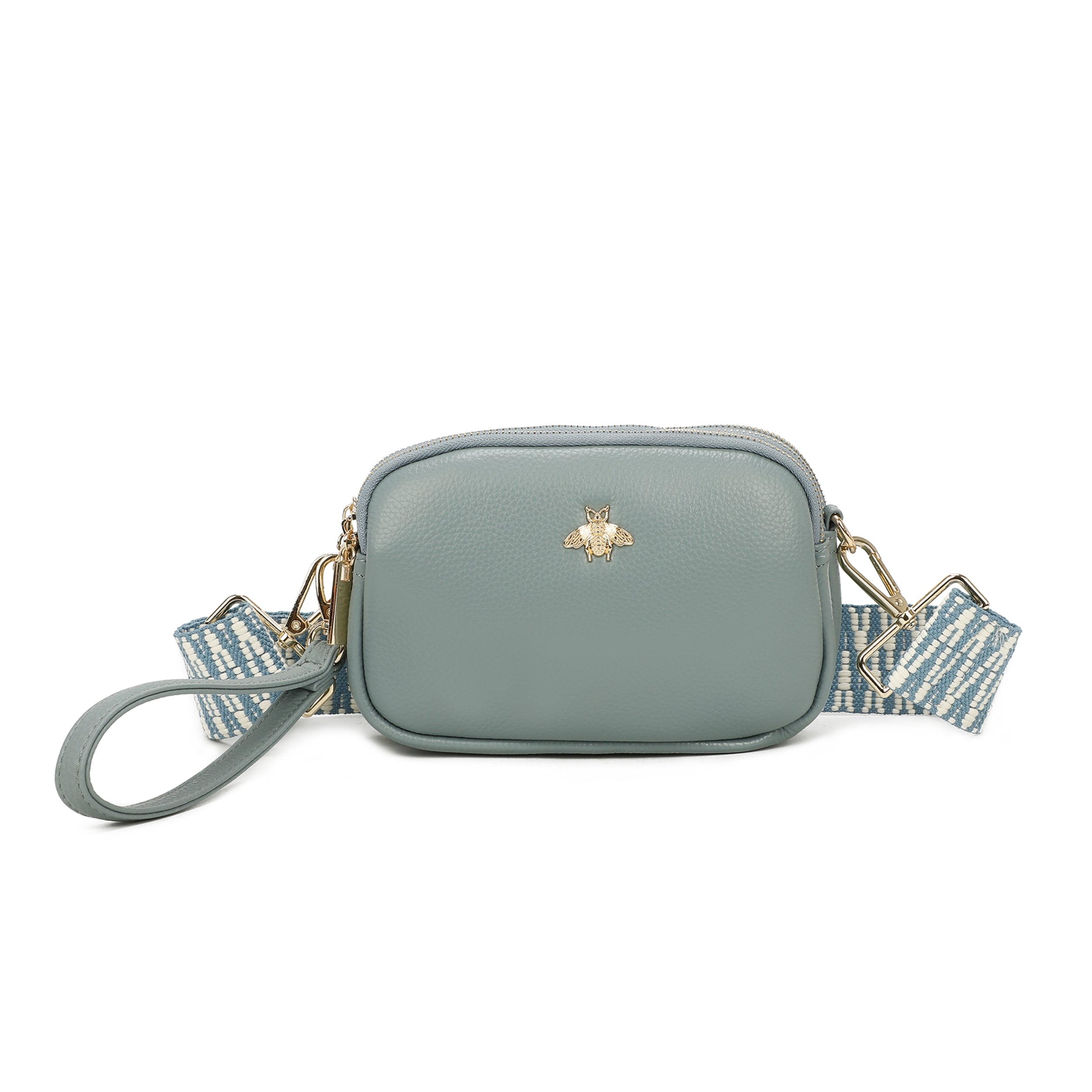 Craze London Quilted Bee Designer Leather Crossbody Bag