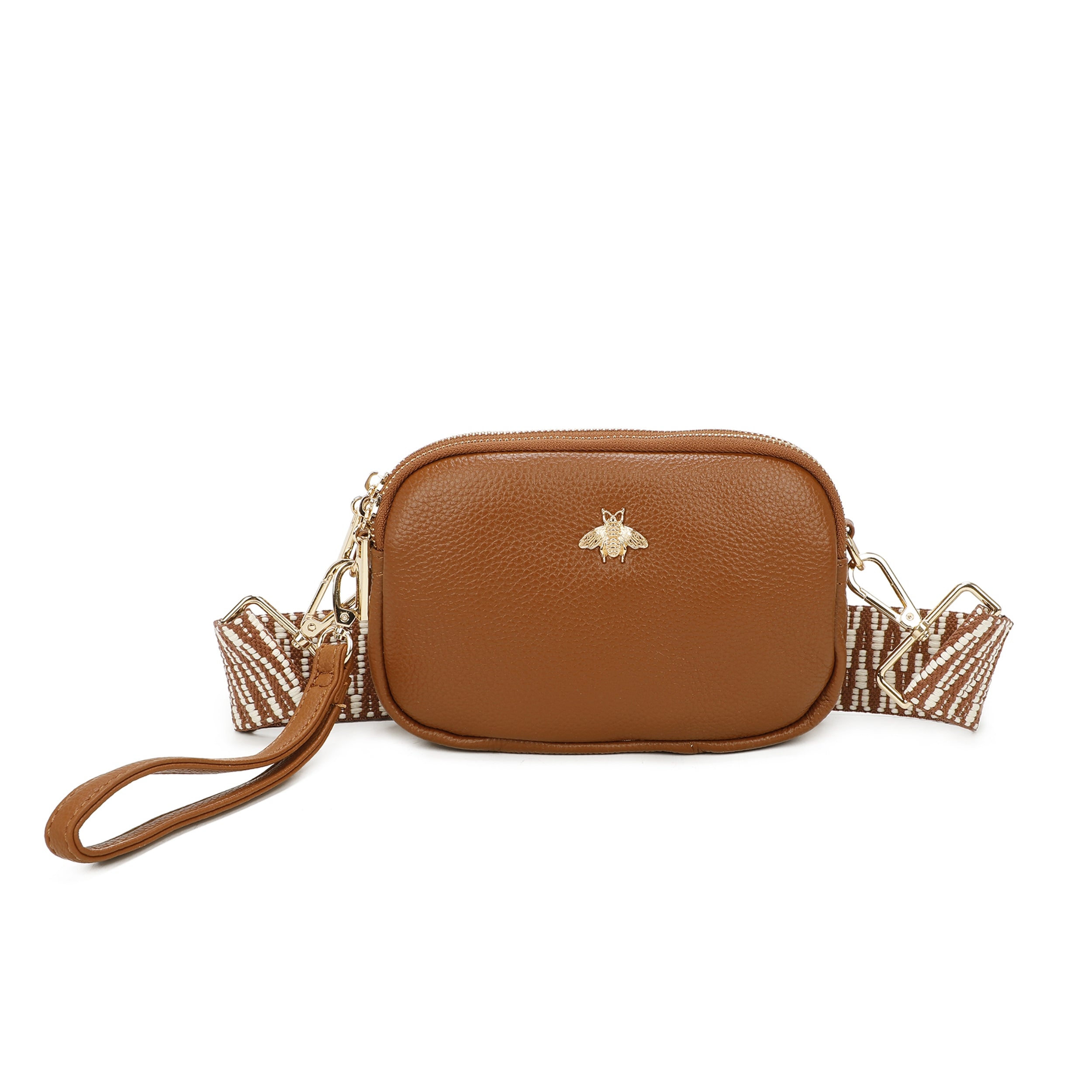 Craze London Quilted Bee Designer Leather Crossbody Bag