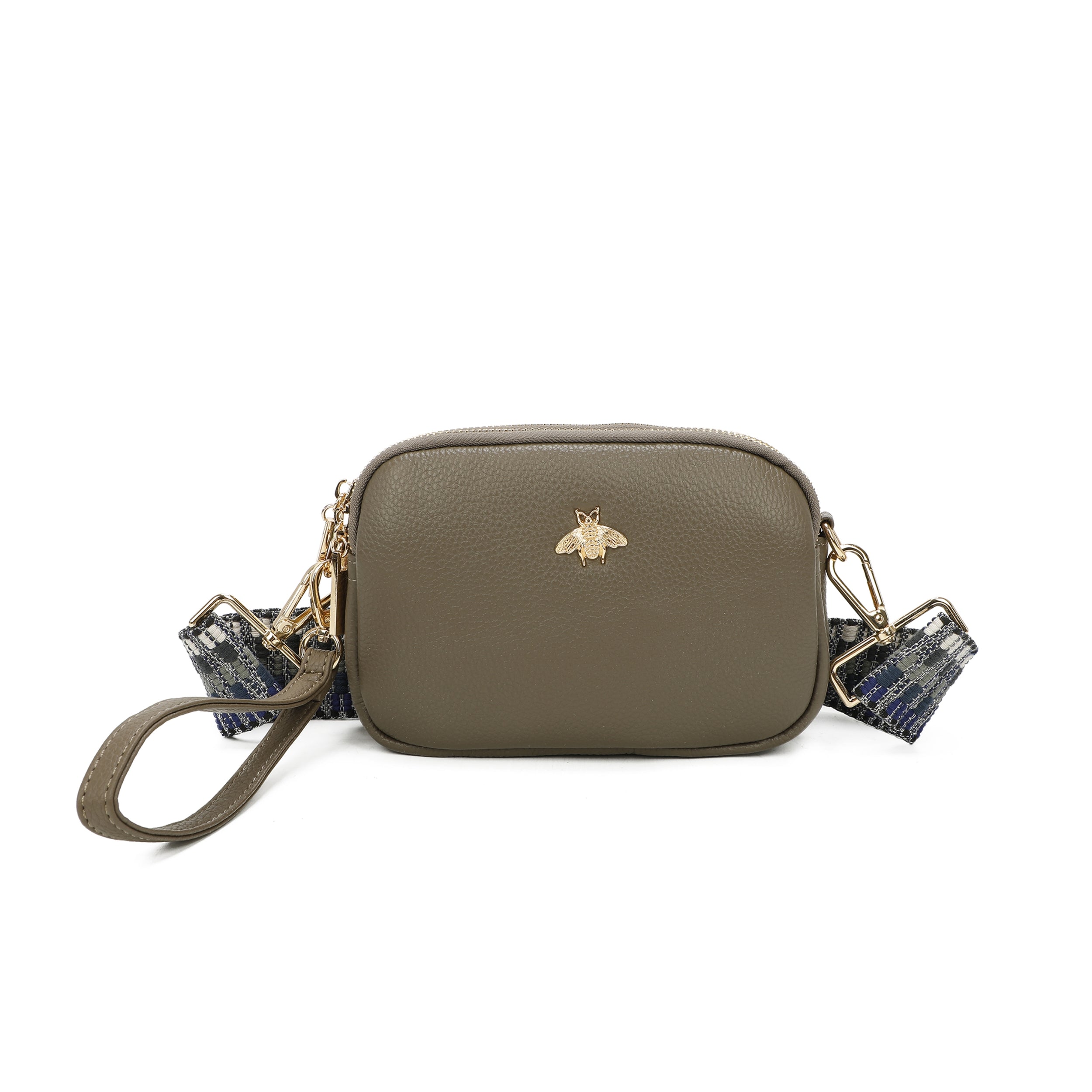 Craze London Quilted Bee Designer Leather Crossbody Bag