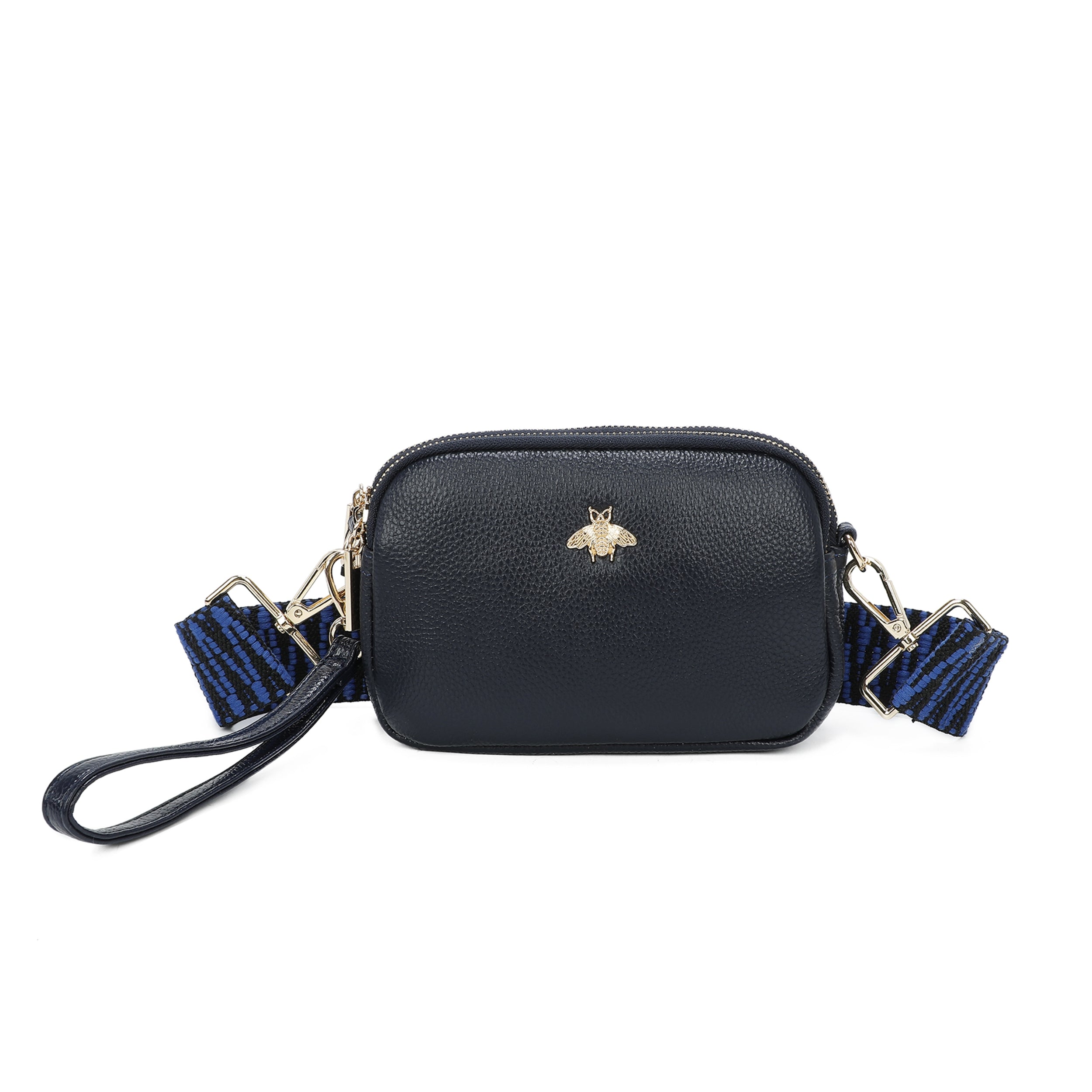 Craze London Quilted Bee Designer Leather Crossbody Bag