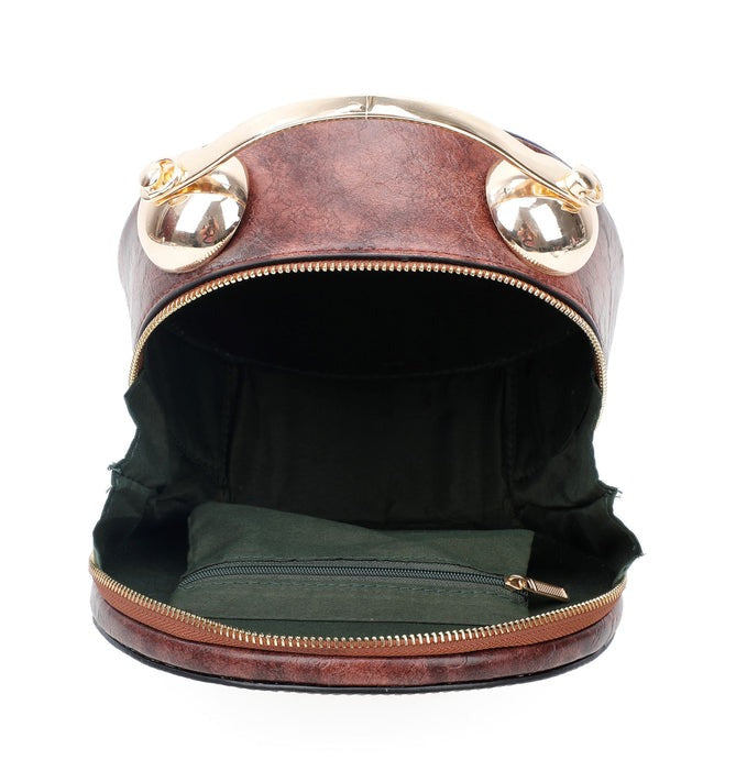 Craze London Leather Shoulder bag with Antique Clock Design