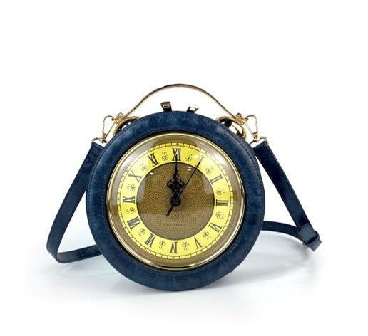 Craze London Leather Shoulder bag with Antique Clock Design