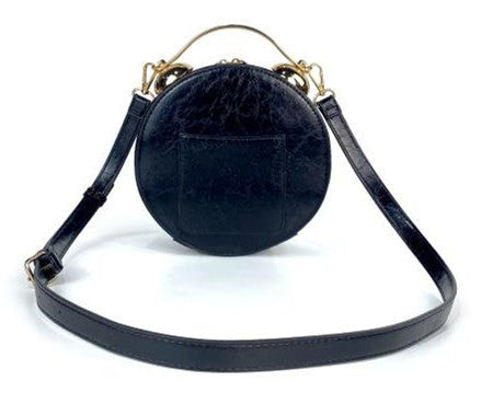 Craze London Leather Shoulder bag with Antique Clock Design