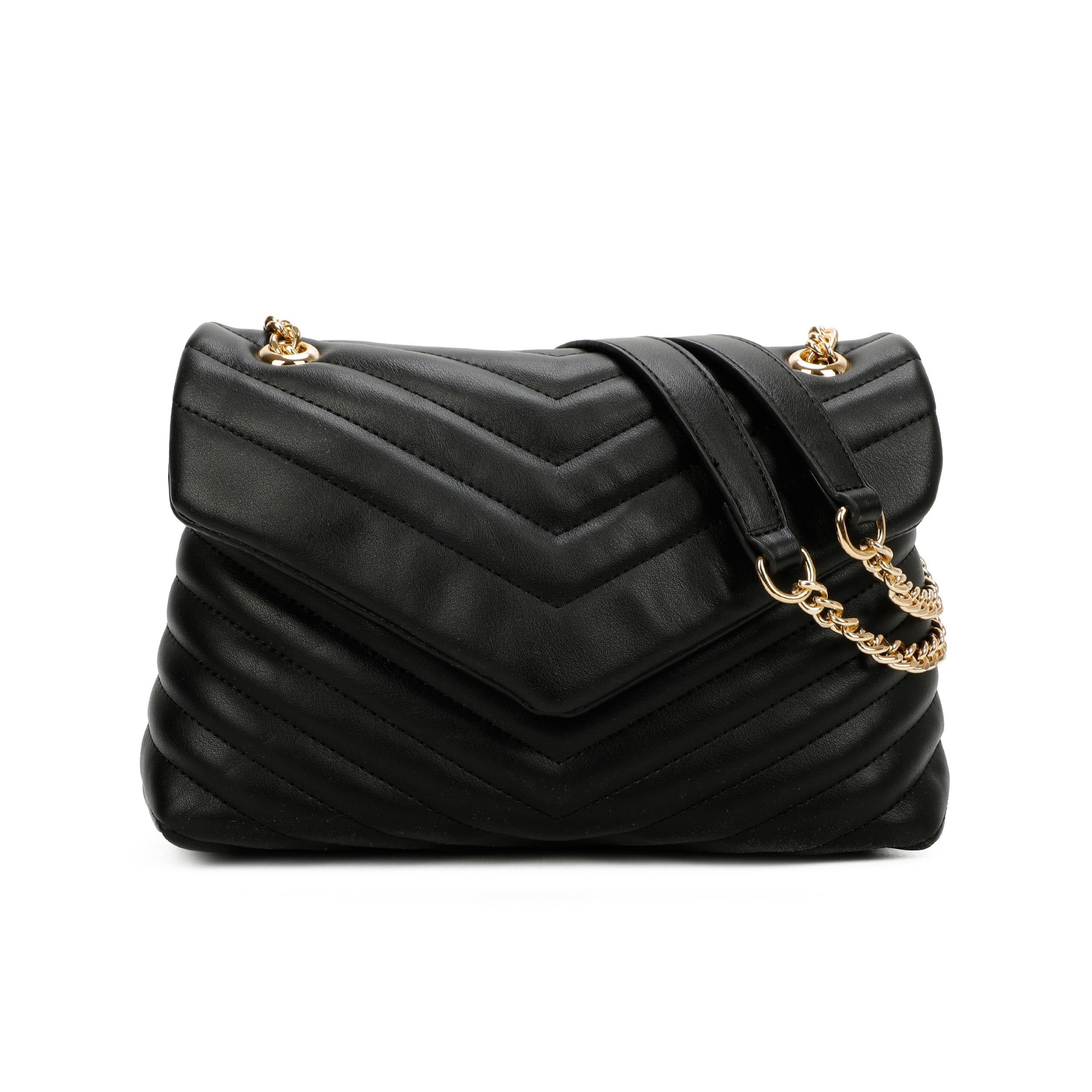 Craze London Quilted Shoulder Bag Long Chain strap