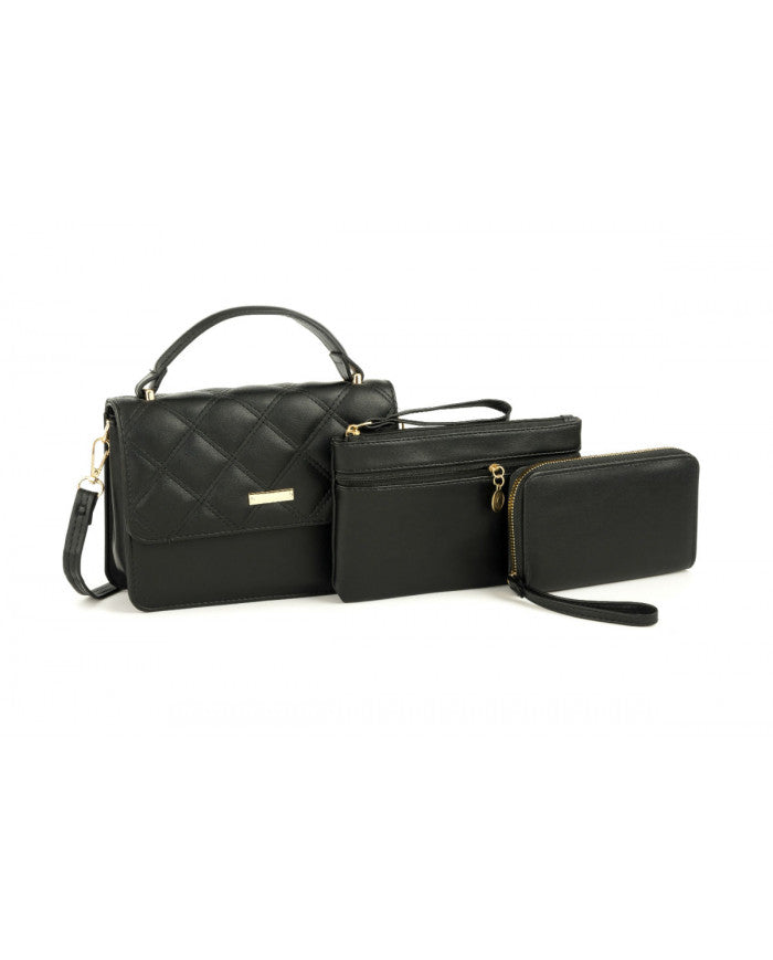 Craze London Quilted 3 in 1 Top Handle Crossbody Bag