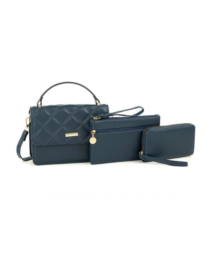 Craze London Quilted 3 in 1 Top Handle Crossbody Bag
