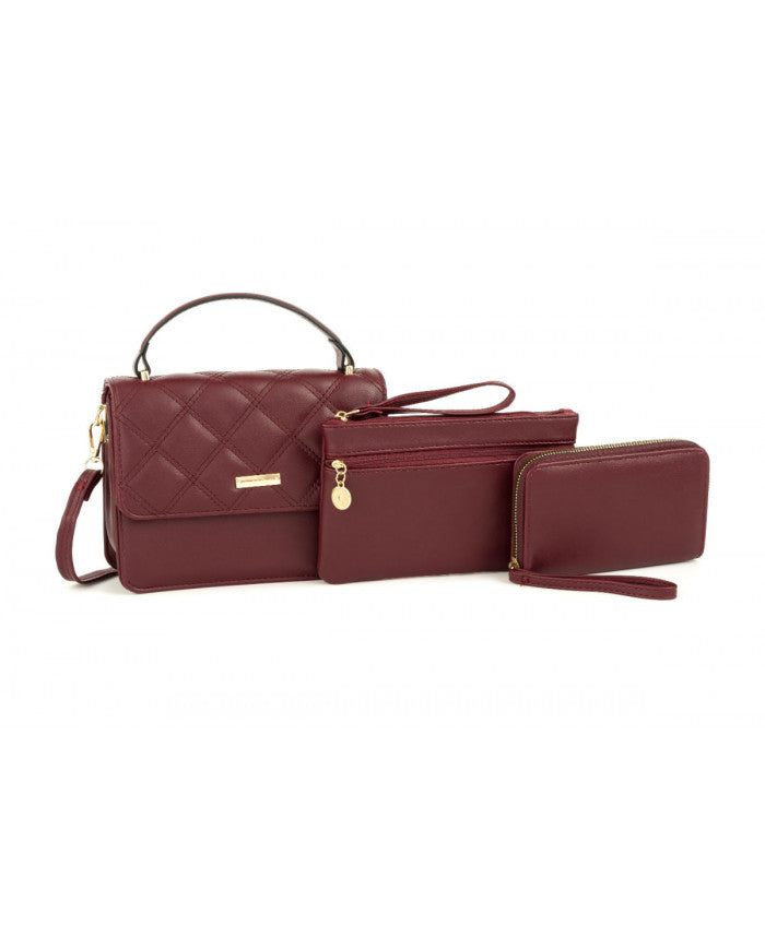 Craze London Quilted 3 in 1 Top Handle Crossbody Bag