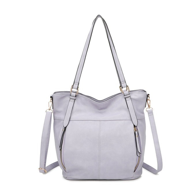 Craze London Shoulder Bag with Front and Back Pockets Zippers