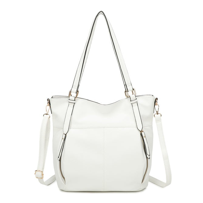 Craze London Shoulder Bag with Front and Back Pockets Zippers