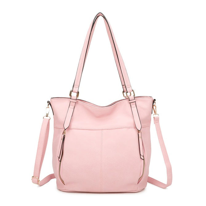 Craze London Shoulder Bag with Front and Back Pockets Zippers