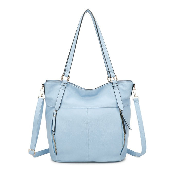 Craze London Shoulder Bag with Front and Back Pockets Zippers