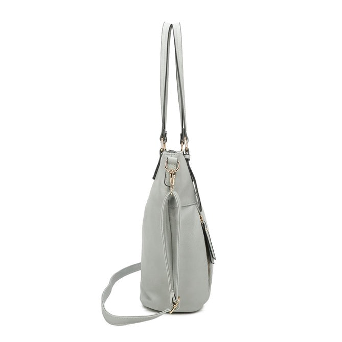 Craze London Shoulder Bag with Front and Back Pockets Zippers