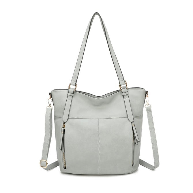 Craze London Shoulder Bag with Front and Back Pockets Zippers
