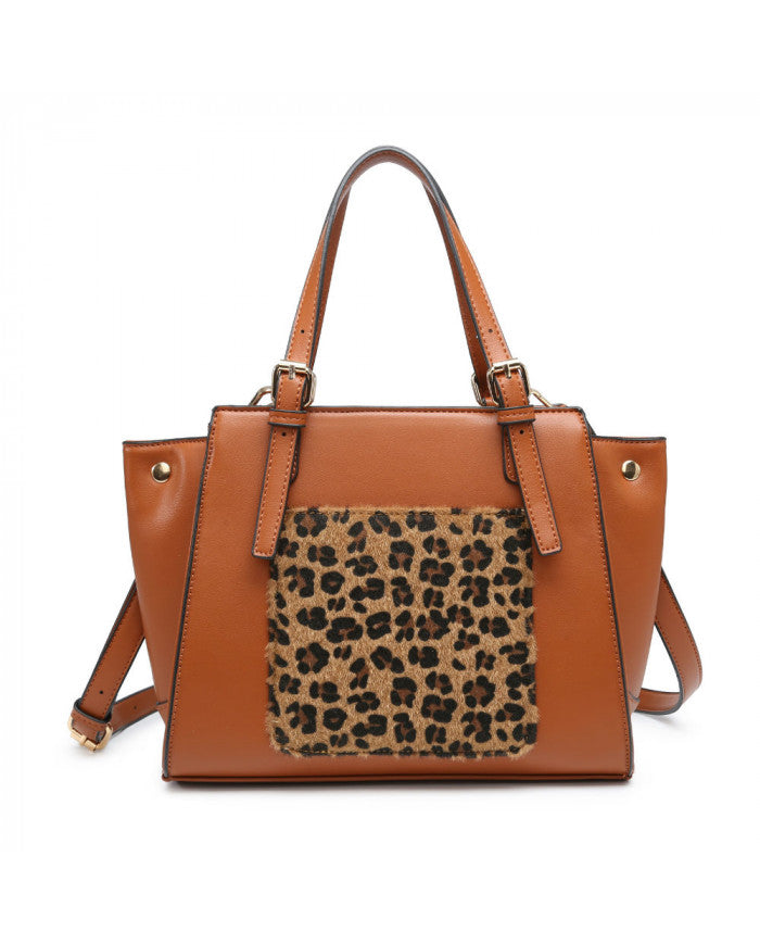 Craze London Small Tote with leopard pattern