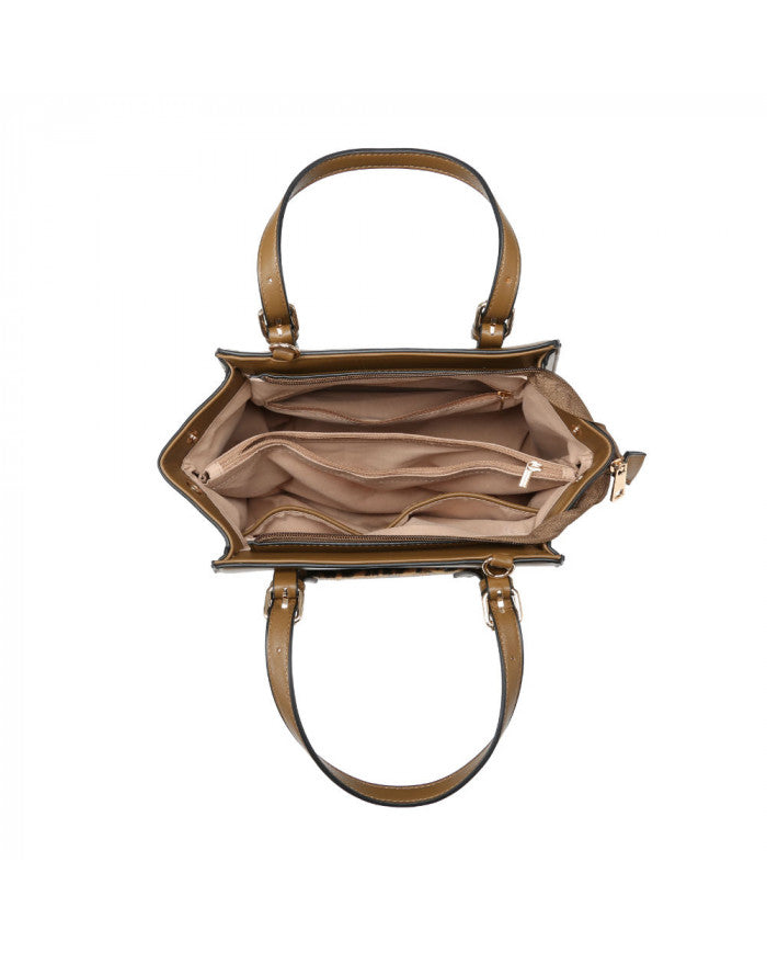 Craze London Small Tote with leopard pattern