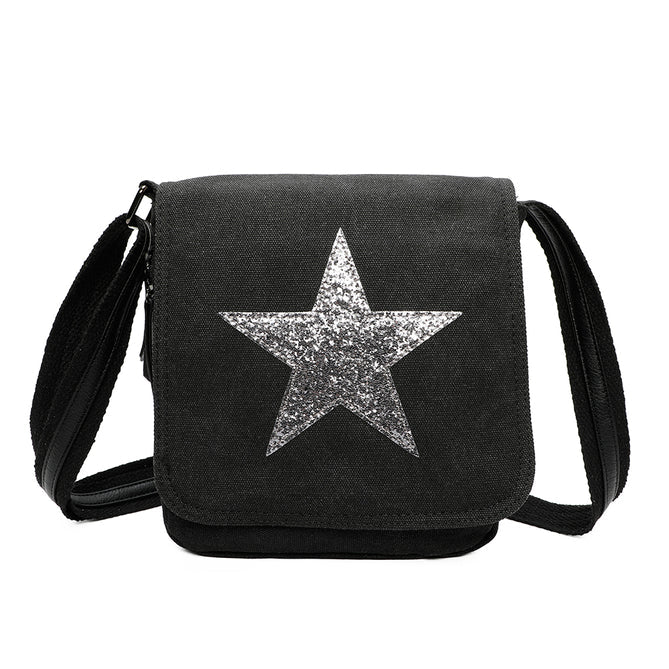 Craze London Star Canvas Shoulder Bag