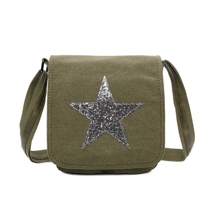 Craze London Star Canvas Shoulder Bag