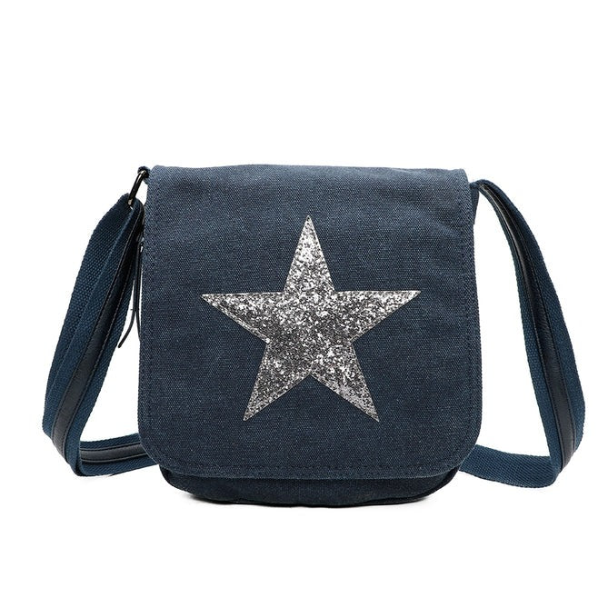 Craze London Star Canvas Shoulder Bag