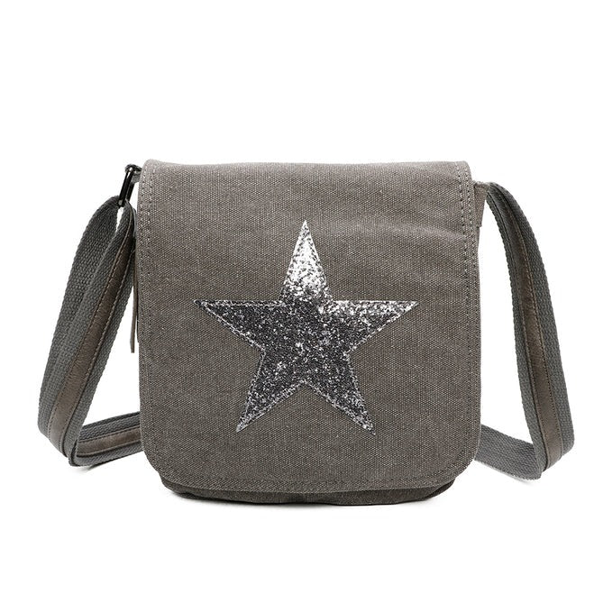 Craze London Star Canvas Shoulder Bag