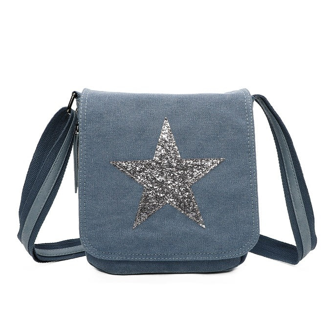 Craze London Star Canvas Shoulder Bag