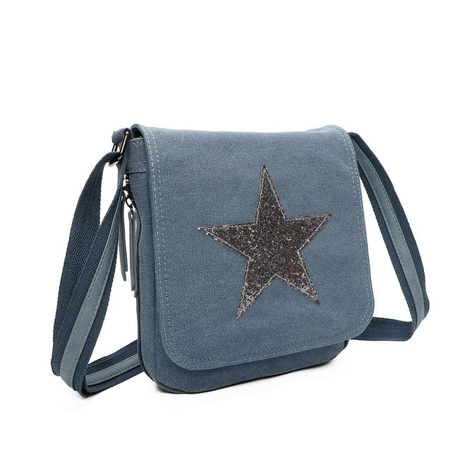 Craze London Star Canvas Shoulder Bag