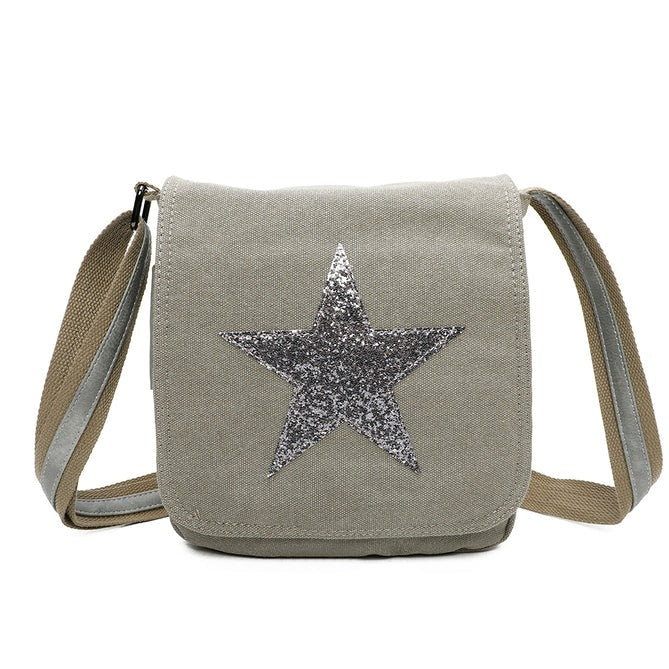 Craze London Star Canvas Shoulder Bag