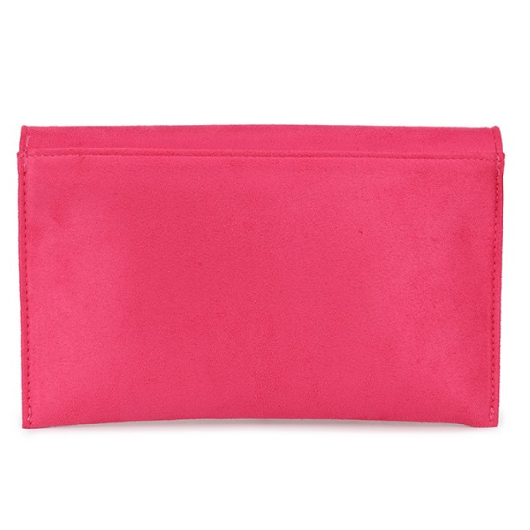 Craze London Suede Diamante Bow Clutch Bag for Women