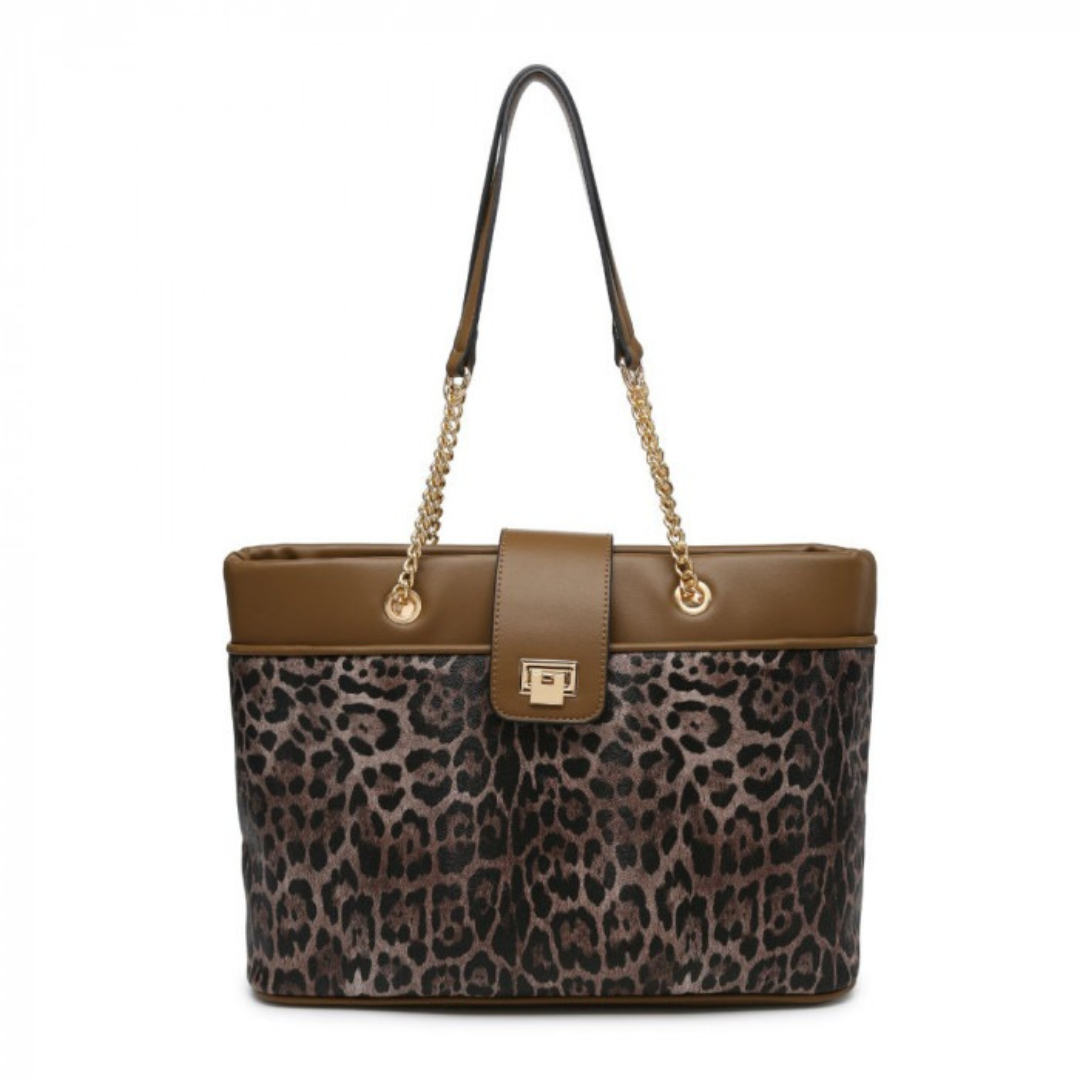 Craze London Tote Bag with magetic button clasp and flap over closure