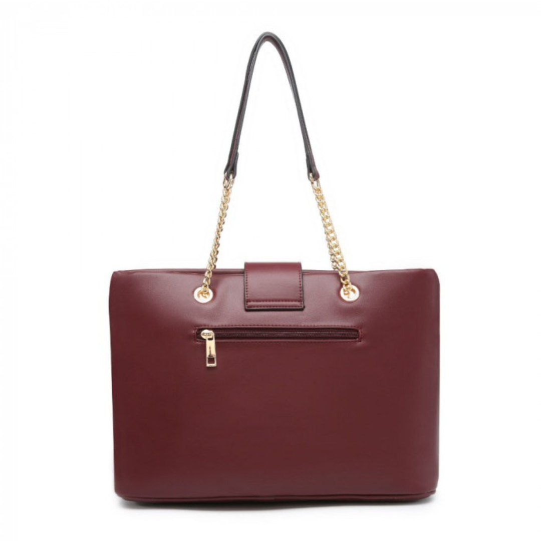 Craze London Tote Bag with magetic button clasp and flap over closure