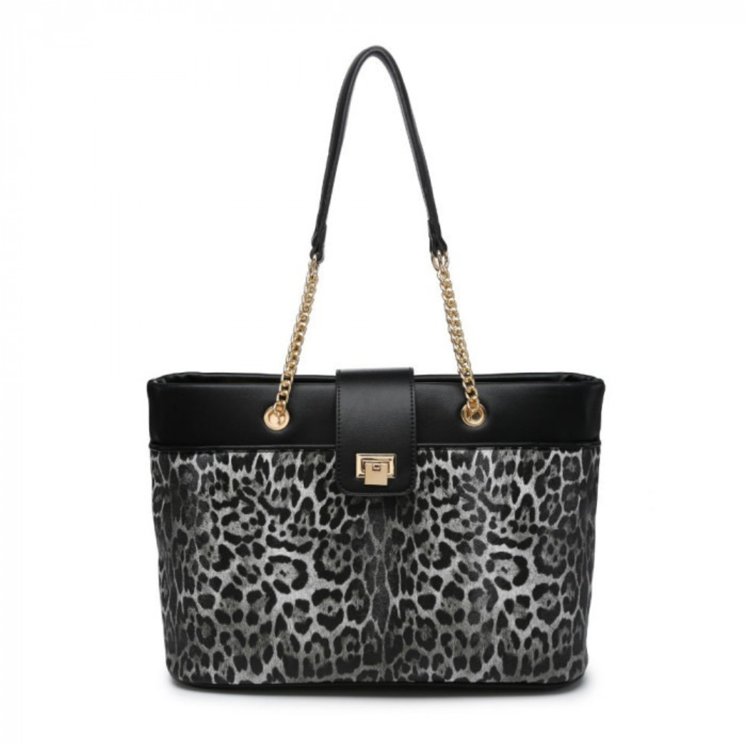 Craze London Tote Bag with magetic button clasp and flap over closure