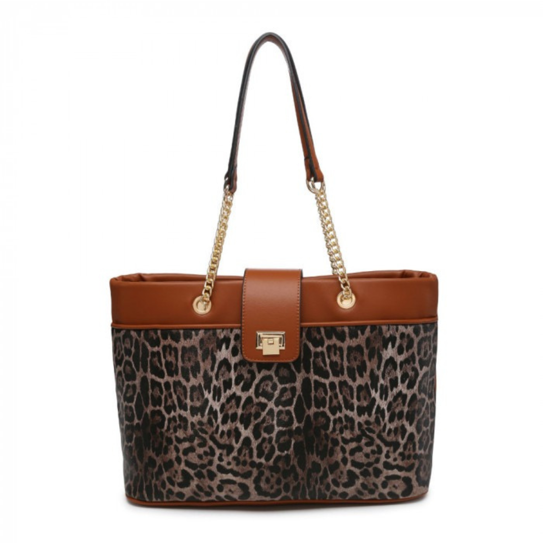 Craze London Tote Bag with magetic button clasp and flap over closure