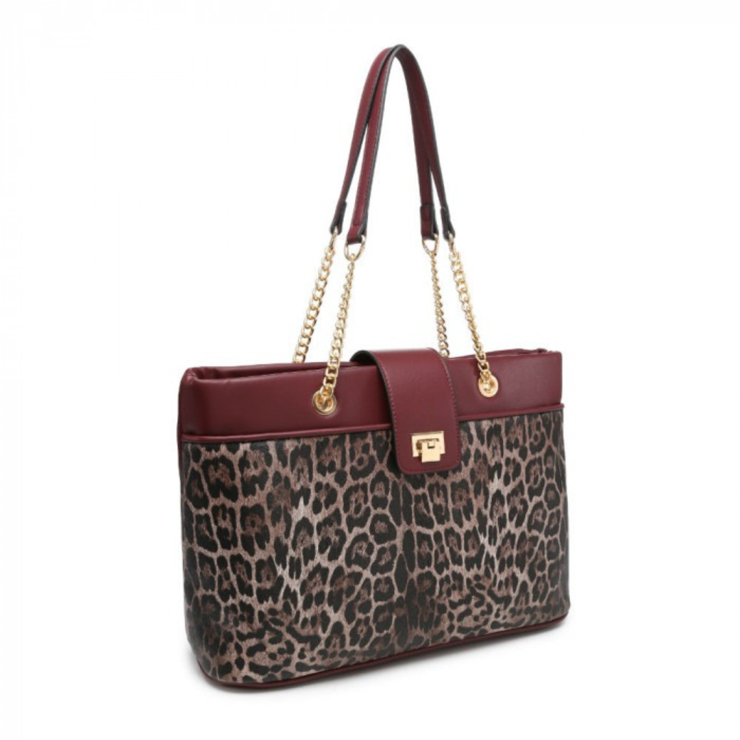 Craze London Tote Bag with magetic button clasp and flap over closure