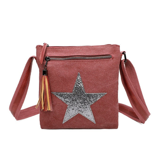 Craze London Trendy Star Canvas Bag