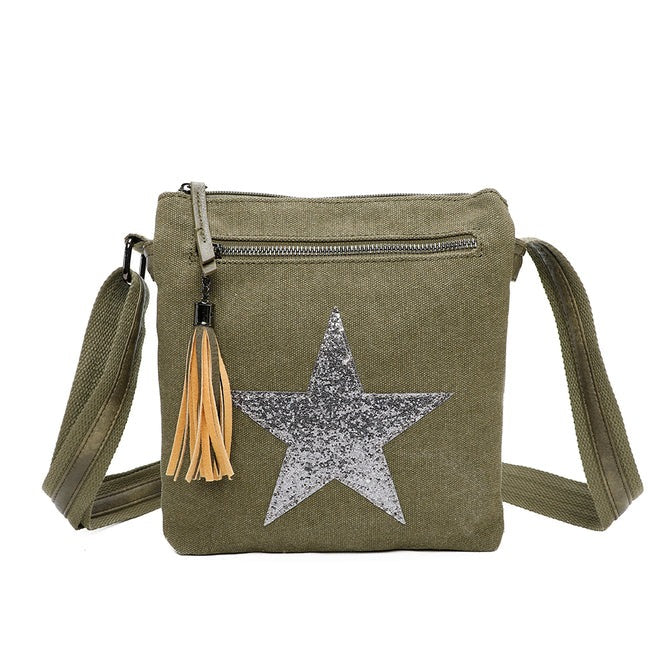Craze London Trendy Star Canvas Bag