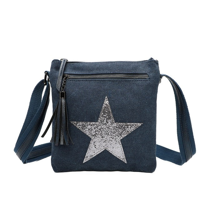Craze London Trendy Star Canvas Bag