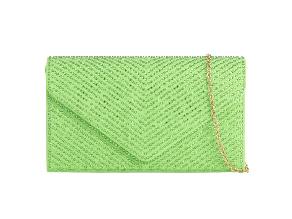 Craze London Women's Diamante Clutch Bag Faux Suede