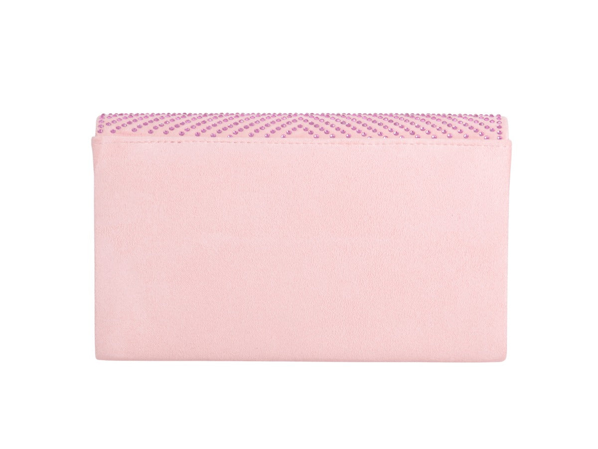 Craze London Women's Diamante Clutch Bag Faux Suede