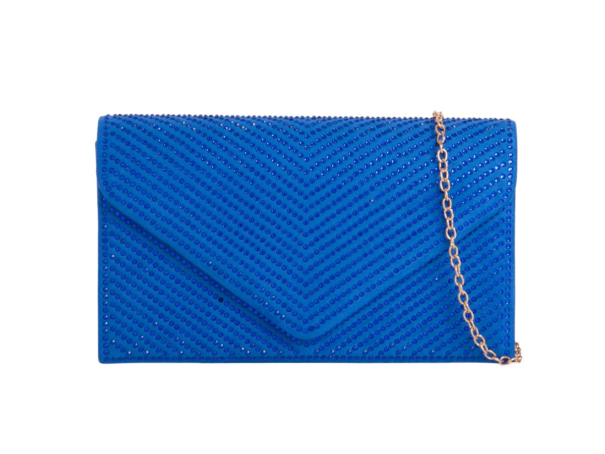 Craze London Women's Diamante Clutch Bag Faux Suede