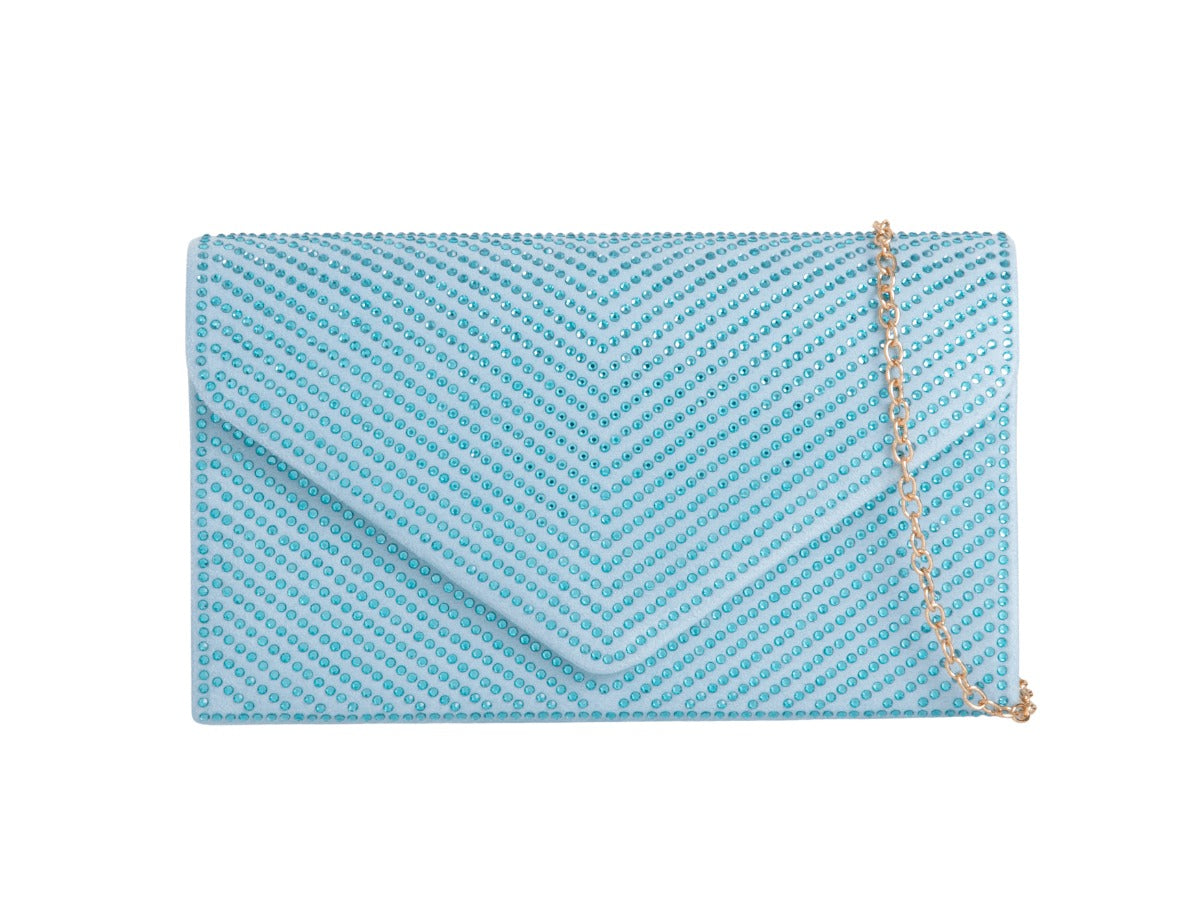 Craze London Women's Diamante Clutch Bag Faux Suede