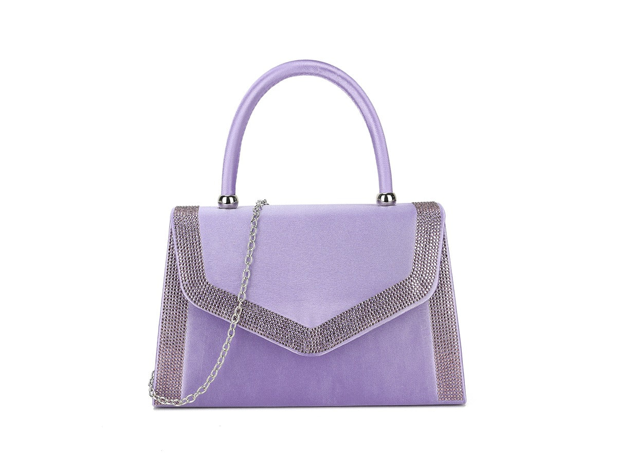 Craze London Womens Satin Sparkly Clutch Bag