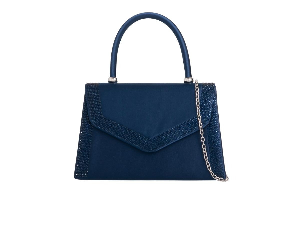 Craze London Womens Satin Sparkly Clutch Bag