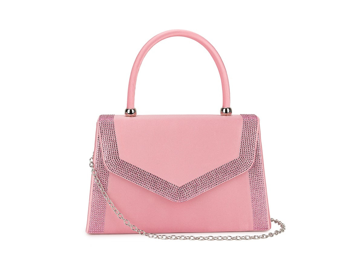 Craze London Womens Satin Sparkly Clutch Bag
