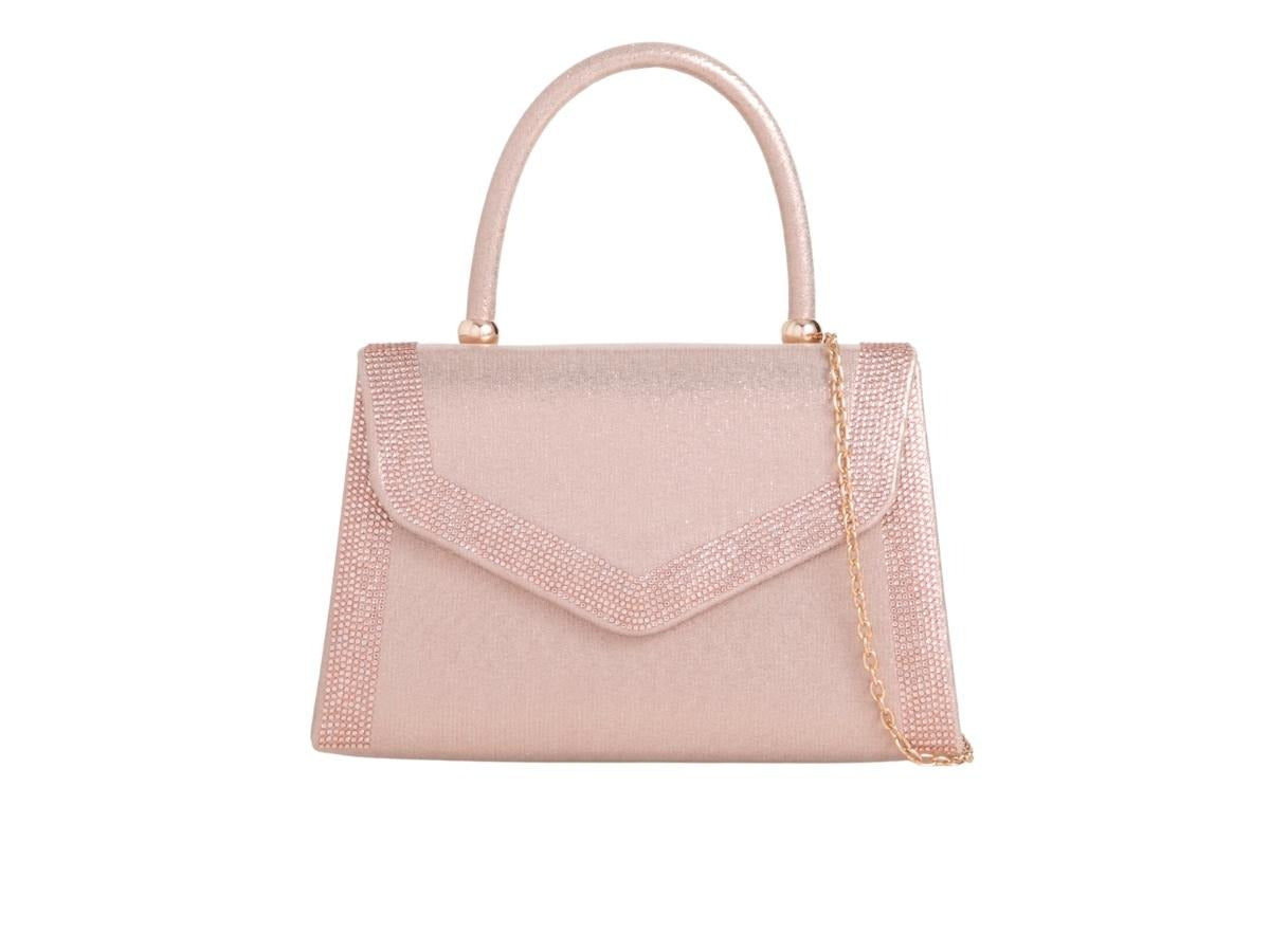 Craze London Womens Satin Sparkly Clutch Bag