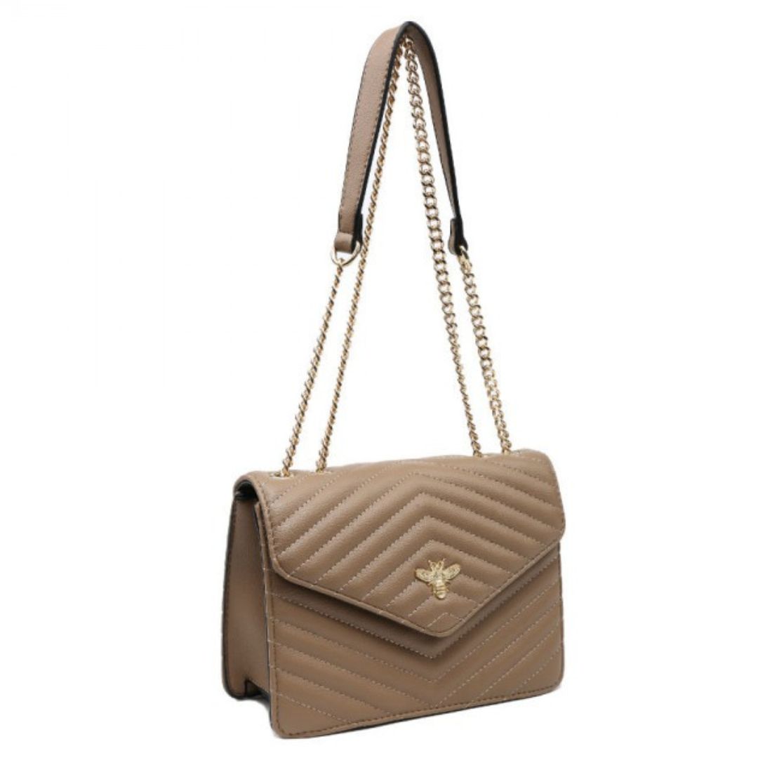 Craze London Cross Body Handbag with chevron quilted pattern