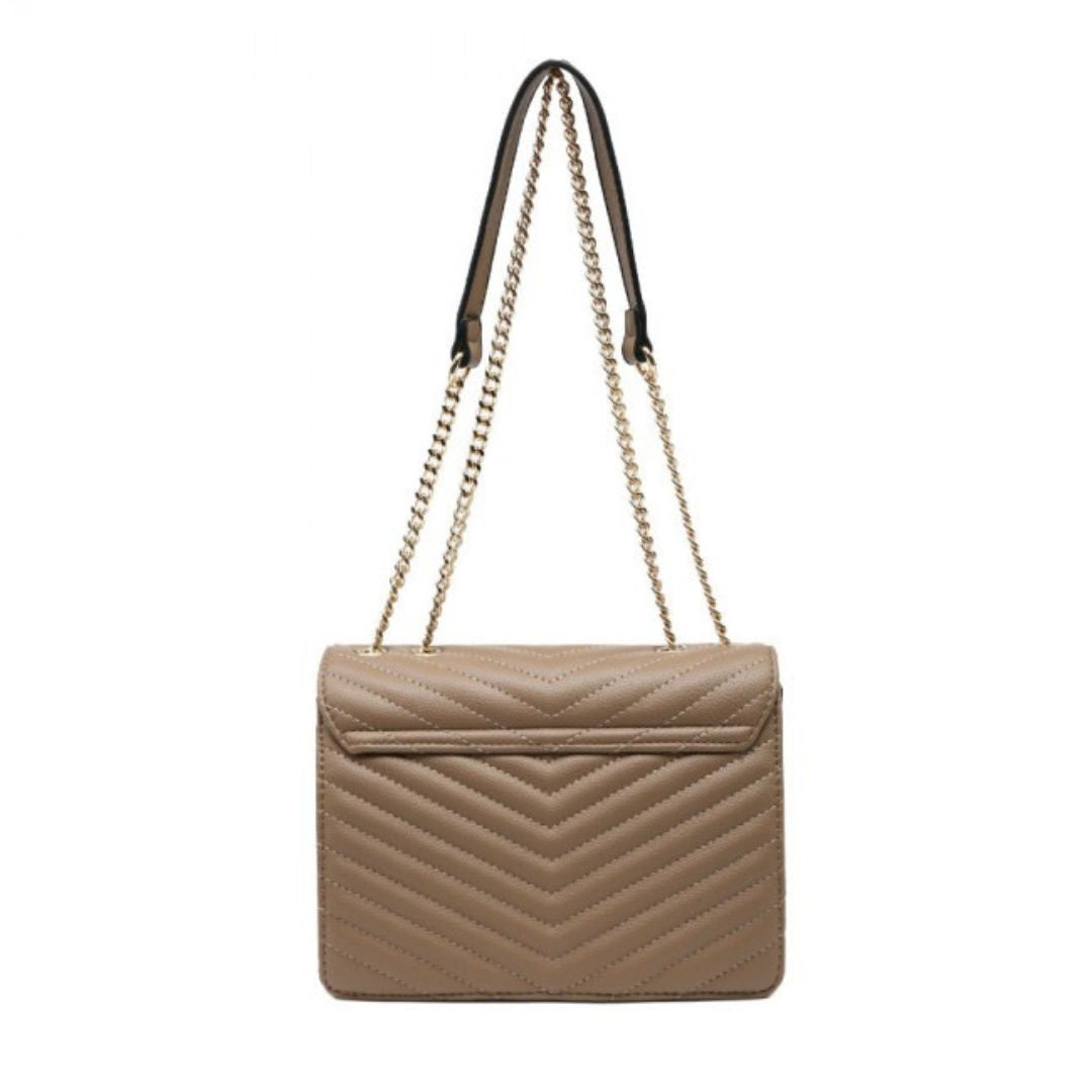 Craze London Cross Body Handbag with chevron quilted pattern