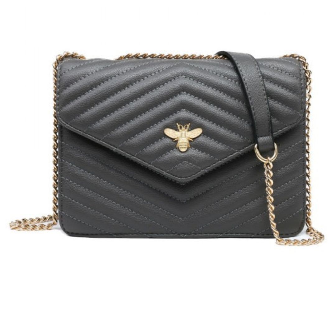 Craze London Cross Body Handbag with chevron quilted pattern