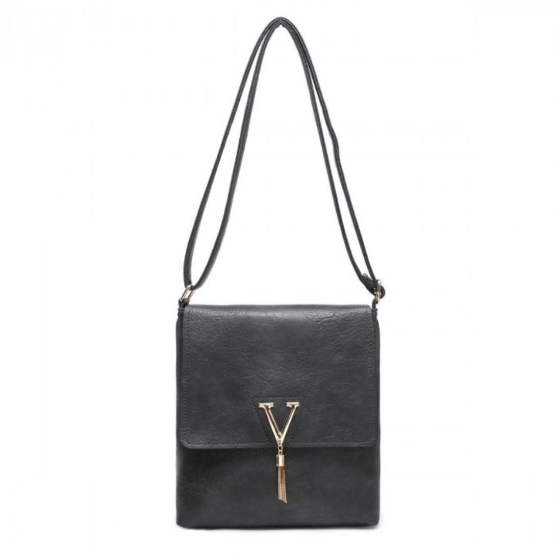 Craze London Cross Body Handbag with flap over cover with V badge