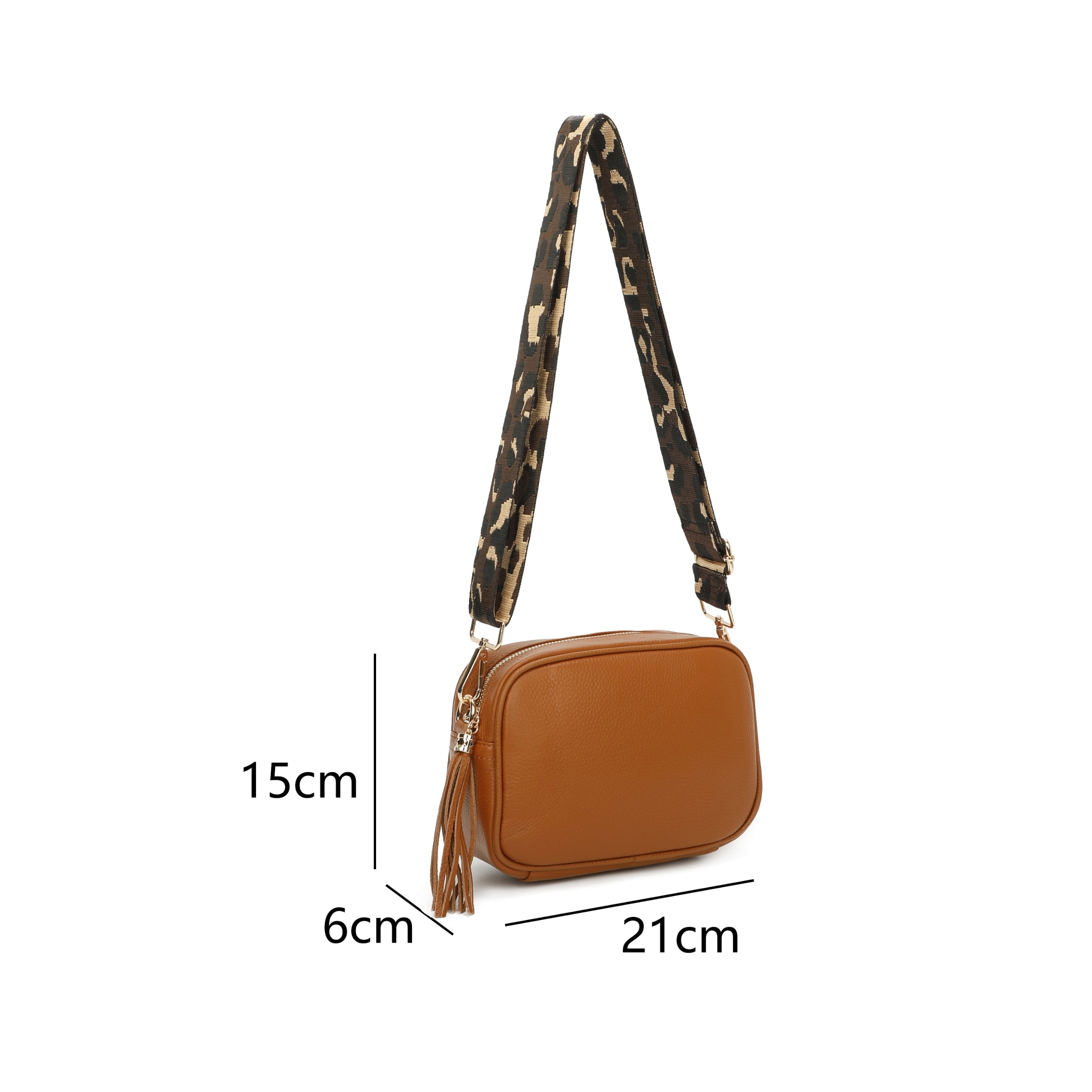 Craze London Tassel Zip Leather Crossbody Bag