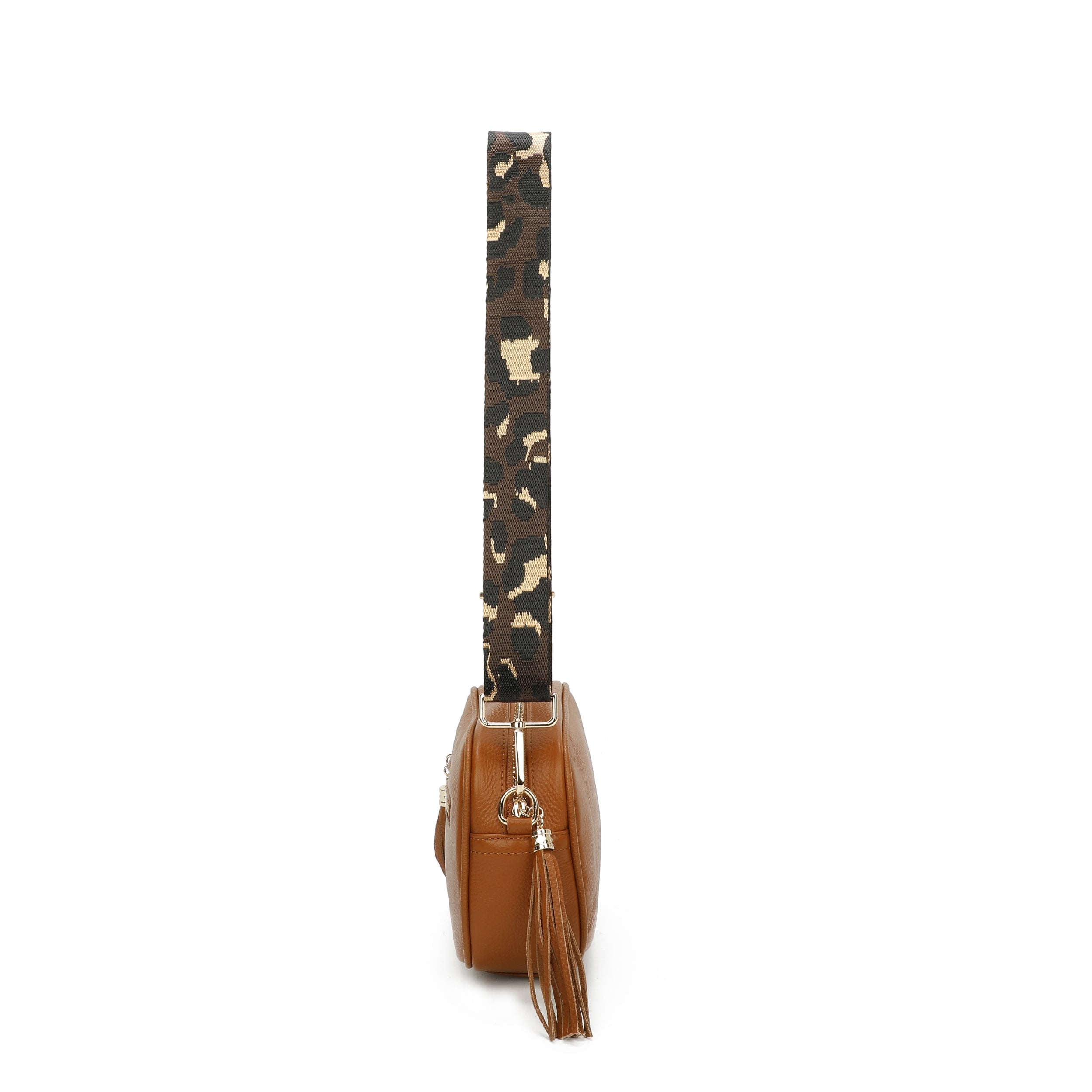 Craze London Tassel Zip Leather Crossbody Bag